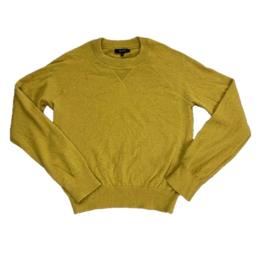 Quince Mongolian Shrunken Cashmere Sweatshirt small spicy mustard yellow